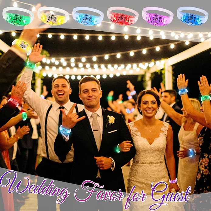150 Pcs LED Glow Bracelets Sound Activated Light Up Bracelets for Adults Glow in the Dark Party Supplies Birthday Party Favors for Christmas, Halloween, Rave, New Year, Concert