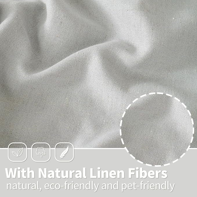 YoungsTex Grey Linen Curtains 63 Inch Length 2 Panels with Grommet for Living Room, Light Filtering Drapes No See Through Privacy for Bedroom, 52 X 63 Inch