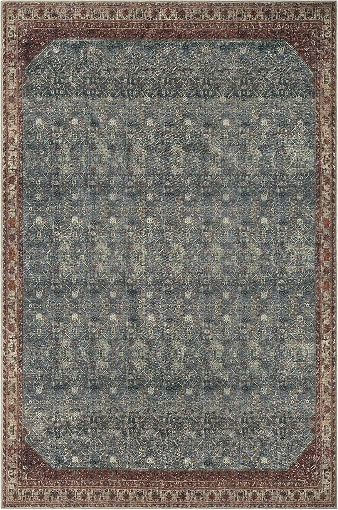 Keen Home Design 9x12 Rug - Machine Washable Area Rug with Non-Slip Backing, Ideal for Living Room, Dining Room, Bedroom - Vintage, Easy Clean, Durable, Low Pile Rug - (9' x 12')