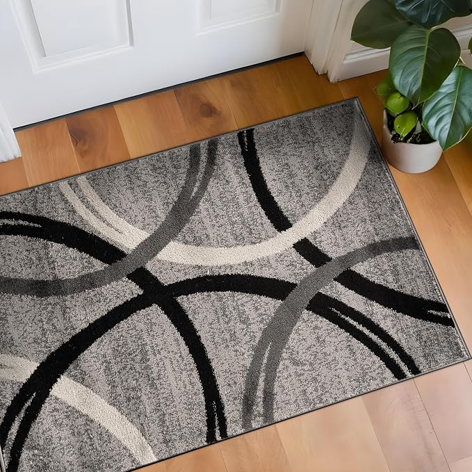 Rugshop Wavy Circles Accent Fade-Resistant Area Rug Gray 2'7" x 4'