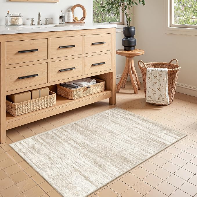 2x3 Rug Non Slip, Small Washable Entryway Rug,Brown | Welcome Mat,Runner for Kitchen,Front Door,Bathroom,Bedroom,Thin Area Rug,Soft Foldable Indoor Carpet,Stain Resistant