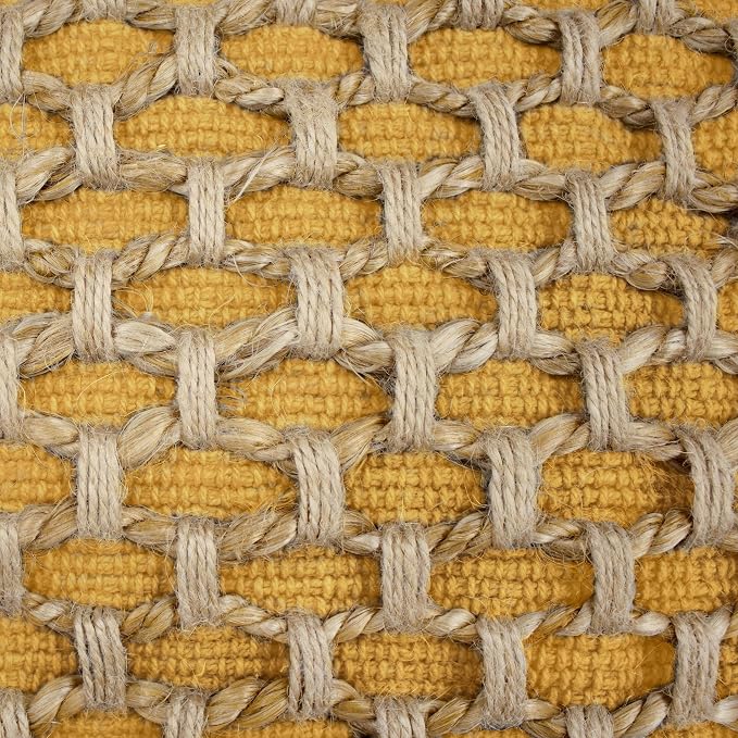 Boho Living Jada Premium Woven Design, Decorative Throw, Living Room Décor, (1) 12" x 20" Pillow Cover, Mustard Yellow