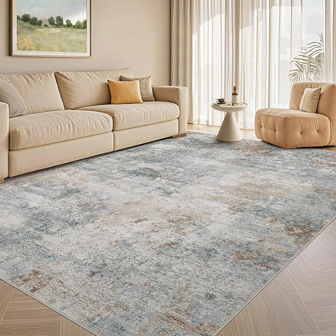 Tortania Area Rug Living Room Rugs - 6x9 Washable Large Soft Neutral Boho Moroccan Bohemian Farmhouse Rug Indoor Floor Carpet for Bedroom Under Dining Table Home Office Decor - Grey Brown