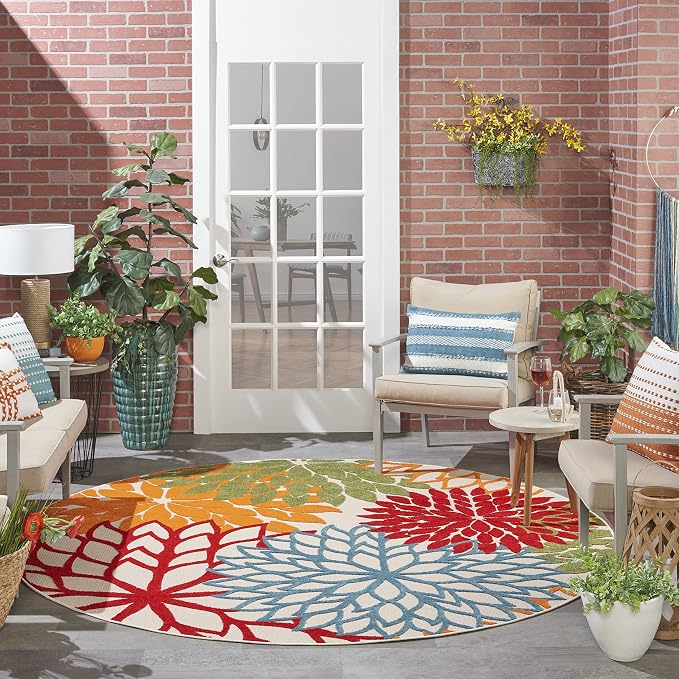 Nourison Home Aloha Indoor/Outdoor Green 10' x Area Rug (10 Round)