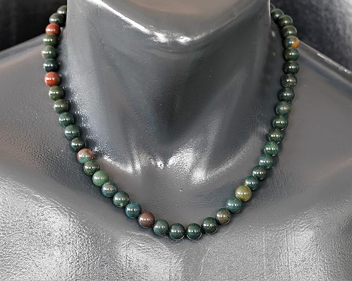 Natural Gemstone Beaded Choker Necklace | 8mm Handmade Adjustable Jewelry for Men & Women | Chakra Balancing Crystal Necklace | Spiritual Gift | Macrame Cord with Extender