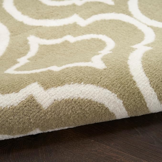 Nourison Home Jubilant Olive 5'3" x 7'3" Area Rug - Easy Clean, Non Shedding, Bed Room, Living Room, Dining Room, Kitchen (5' x 7')
