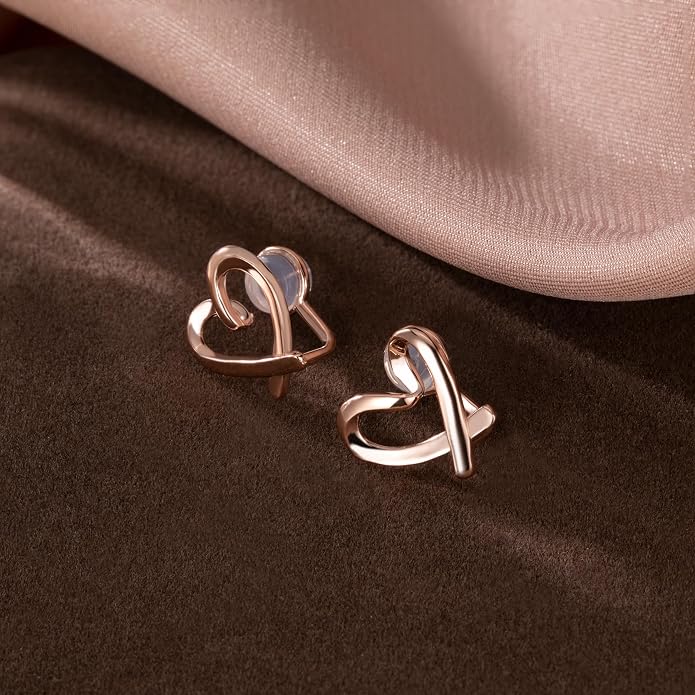 Reffeer Solid 925 Sterling Silver Love Heart Clip On Earrings Ear Cuffs for Women Teens Heart Wrap Earrings No Piercing