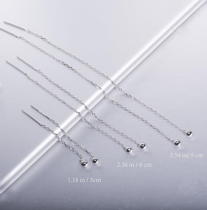 S.Leaf Threader Earrings for Women 925 Sterling Silver Gold Plated Hypoallergenic Backless Ardant Chain Duster Tassel Drop Double Piercing Pull Through Earrings for Women Trendy