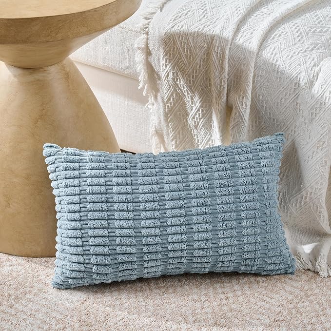 Fancy Homi 4 Packs Decorative Throw Pillow Covers for Living Room Couch Bed, Modern Farmhouse Boho Home Décor Accent Cushion Case, 24" x 12", Blue Series