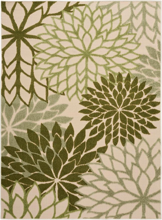 Nourison Home Aloha 4' x 6' Ivory Green Fabric Tropical Area Rug (4' x 6')