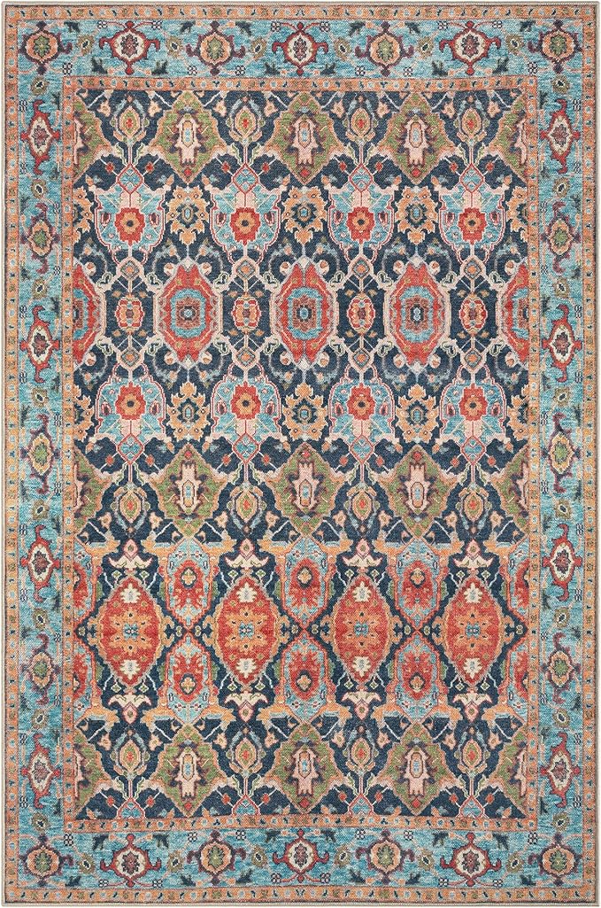 Keen Home Design 9x12 Rug - Machine Washable Area Rug with Non-Slip Backing, Ideal for Living Room, Dining Room, Bedroom - Vintage, Easy Clean, Durable, Low Pile Rug - (9' x 12')