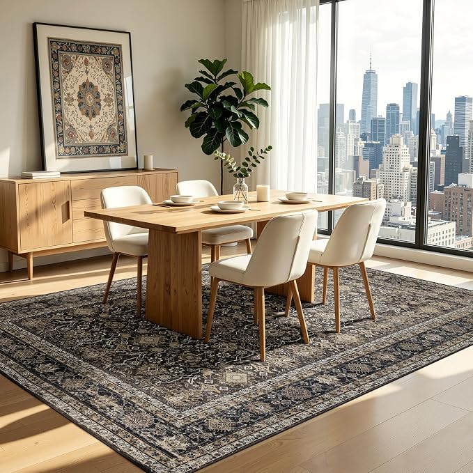 Ruaruarug Area Rug 5'×7', Non Slip Machine Washable Ultra Soft Stain & Fade Resistant, Pet & Kids Friendly, for Living Room/Bedroom/Kitchen/Classroom, Copper