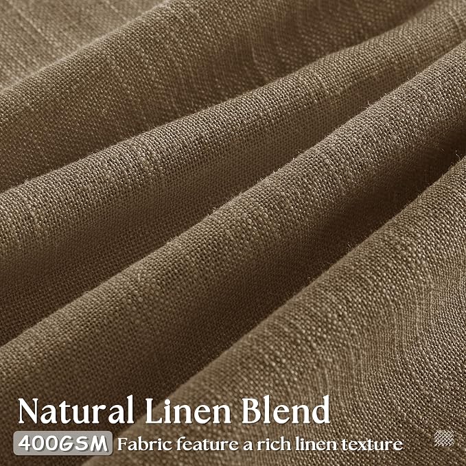 Extra Wide 102 Inch Long Curtains 70 Inch Wide Pinch Pleat Linen Curtains for Living Room Bedroom Light Filtering Privacy Pleated Drapes Hooks Rings Back Tab for Sliding Door Dutch Cocoa 1 Panel