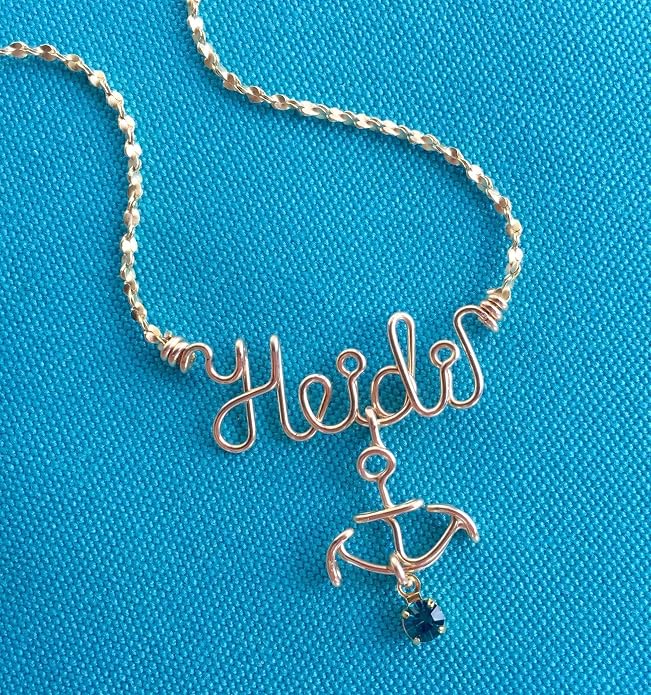 Personalized Nautical Necklace or Anklet~Silver or Gold~Anchor~Sailing~Charm w/Birthstone~Any Name~Handcrafted Custom Jewelry