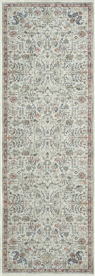 Keen Home Design 30"x84" Rug - Machine Washable Runner Rug with Non-Slip Backing, Ideal for Hallway, Entryway, Kitchen, Laundry Room - Vintage, Easy Clean, Durable, Low Pile Rug - (2'6" x 7')