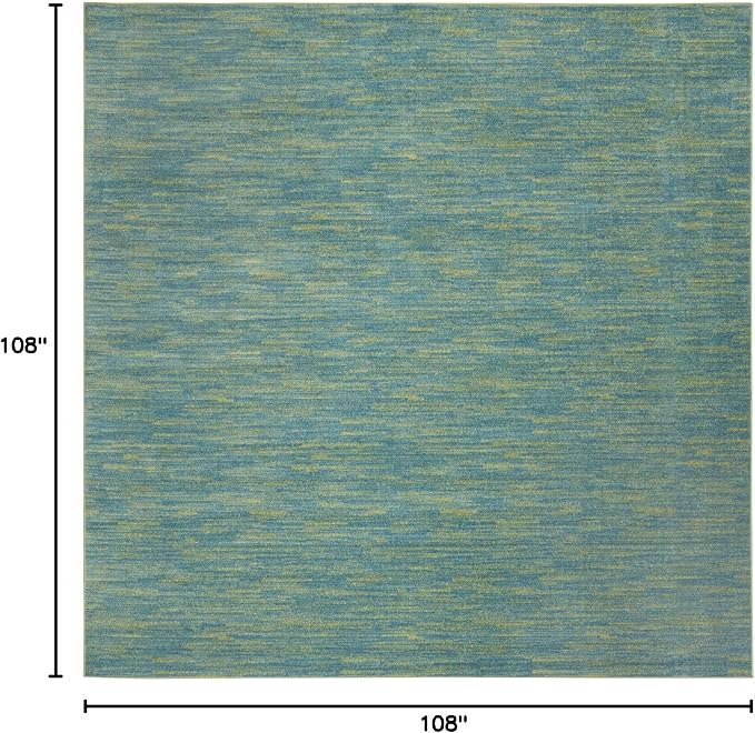 Nourison Home Nourison Essentials Blue Green 9' x Square Area Rug - Easy Clean, Non Shedding, Bed Room, Living Room, Dining Room, Kitchen (9' x Square)