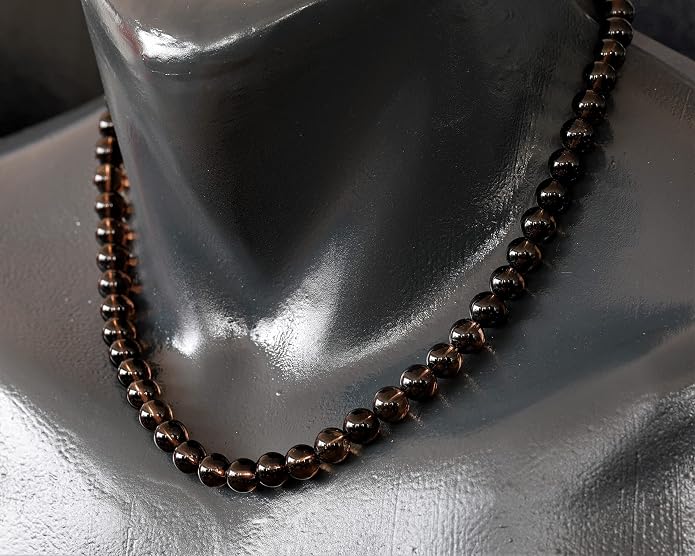 Natural Gemstone Beaded Choker Necklace | 8mm Handmade Adjustable Jewelry for Men & Women | Chakra Balancing Crystal Necklace | Spiritual Gift | Macrame Cord with Extender