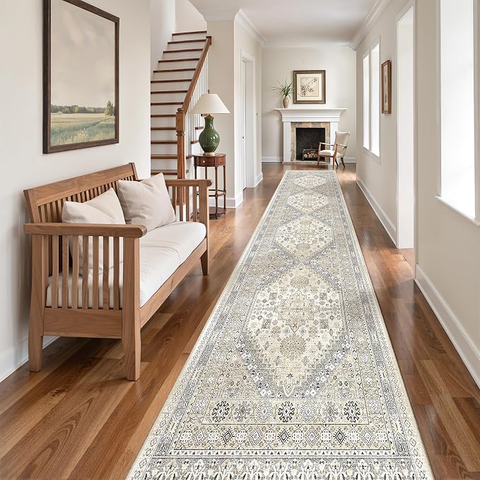 zesthome Long Rugs Runner - Washable Runner Rugs for Hallway 2x10, Ultra-Thin Soft Kitchen Carpet Runner, Anti Slip Backing Runner Rugs for Entrance, Bedroom, Living Room (Beige,2'x10')