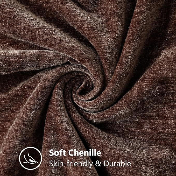 decorUhome Soft Chenille Throw Pillow Covers 18x18 Set of 2 Chocolate | Fall Textured Decorative Throw Pillow Cases Stitched Edge Modern Farmhouse Luxury Boho Velvet for Couch Sofa Bed Home Decor