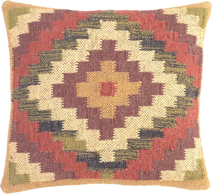 Chouhan Rugs 4 PCS Set of Kilim Cushion Cover Jute Ethnic Pillow Boho Hand Woven Shams Hippie Indian Throw Art