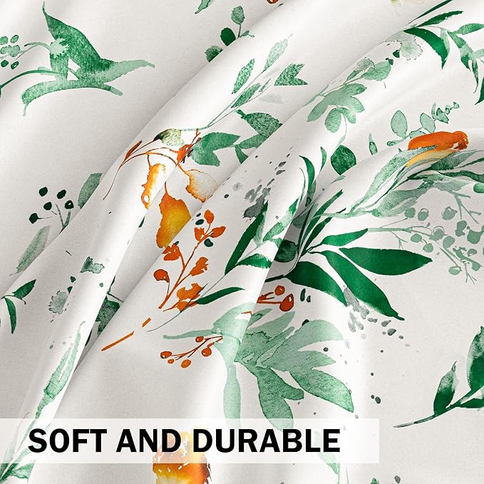 MYSKY HOME Floral Blackout Curtains 54 inch Length 2 Panels for Small Window Flower Patterned Room Darkening Light Blocking Grommet Window Drapes, 52" W Each Panel, Yellow and Green
