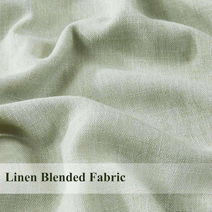 WEST LAKE 90 Inch Soft Green Pinch Pleated Full Blackout Curtain Panels | French Pleat Linen Blend Drapes,Modern Bedroom Window Treatment,Back Tabs Hooks,40"Wx90"L(Pack of 2)