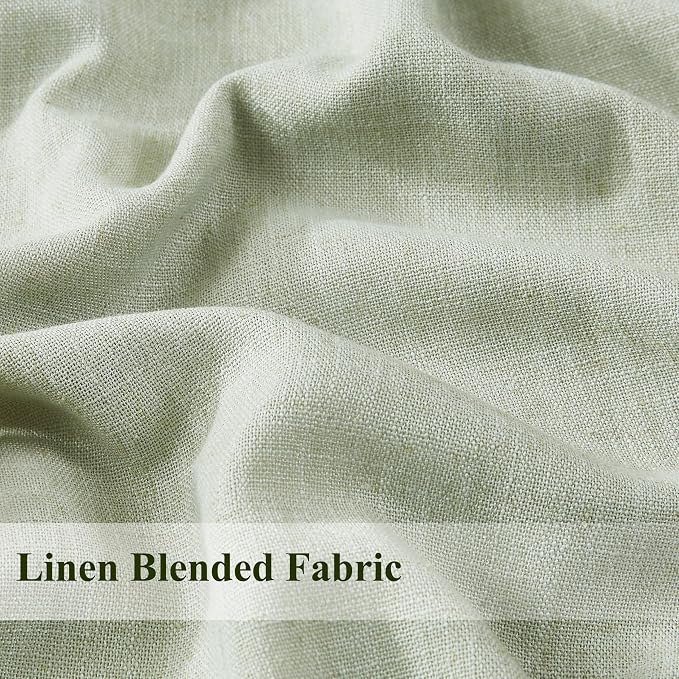 WEST LAKE 84 Inch Pinch Pleated Full Blackout Curtain Panels for Bedroom | Soft Green Linen Blend Drapes,Thermal Insulate Home Decor Window Treatment,Back Tabs Hooks,60"Wx84"L(Pack of 1)