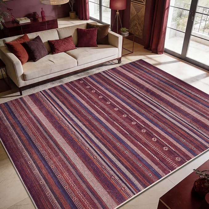 Keen Home Design 9x12 Rug - Machine Washable Area Rug with Non-Slip Backing, Ideal for Living Room, Dining Room, Bedroom - Vintage, Easy Clean, Durable, Low Pile Rug - (9' x 12')