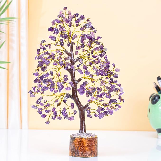 Crocon® Amethyst Tree of Life, Birthday Gifts for Women & Men, Purple House Decor for Shelf Healing Crystals, Spiritual Gift Purple Decor, House Warming Gifts New Home, Birthday Gift for Mom Sister