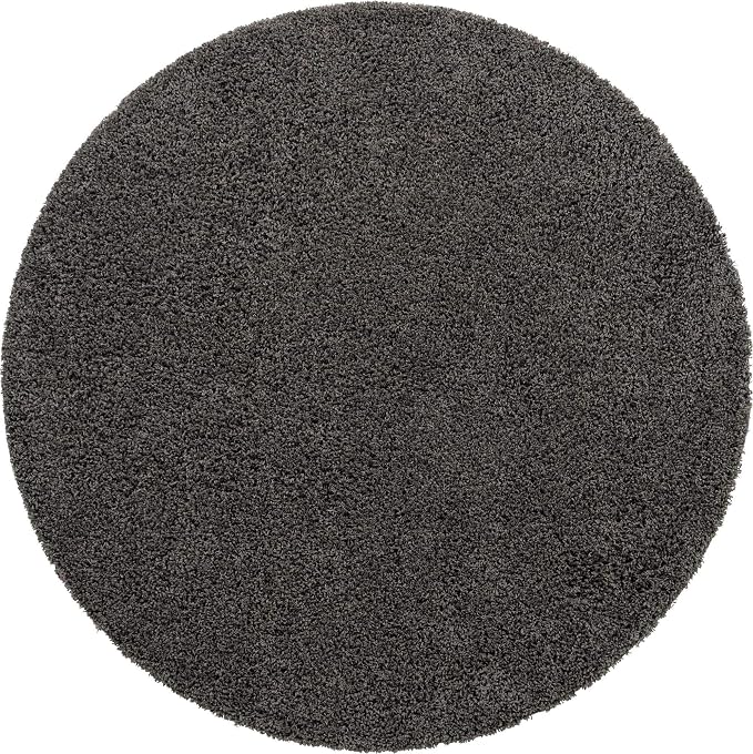 Unique Loom Solid Shag Collection Area Rug (7' 1" Round, Graphite Gray)