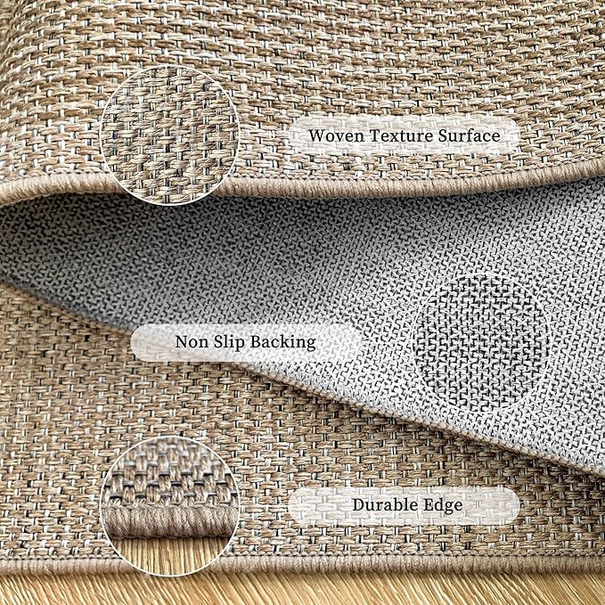 Easy Jute Rug for Pet Homes: 4x6 Outdoor Rug - Geometric Arch Pattern | Washable Design Cuts Your Cleaning Time by 75% and Maintain Shape and Texture after 50 Machine Wash Cycles
