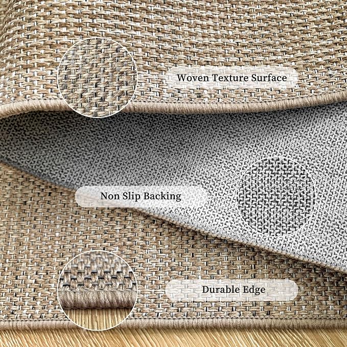 Easy Jute Rug for Pet Homes: 6x8 Outdoor Rug - Geometric Arch Pattern | Washable Design Cuts Your Cleaning Time by 75% and Maintain Shape and Texture after 50 Washes
