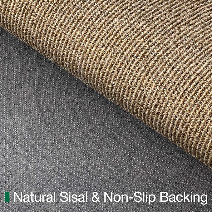 LUMI Indoor Door Mat 32"x48", Non-Slip Handwoven Sisal Rug, Solid Brown | Handcrafted Natural Sisal Fibers, Reinforced Edges Resist Fraying, 0.2" Low-Profile Doormat, Dot-Coated Non-Slip Backing