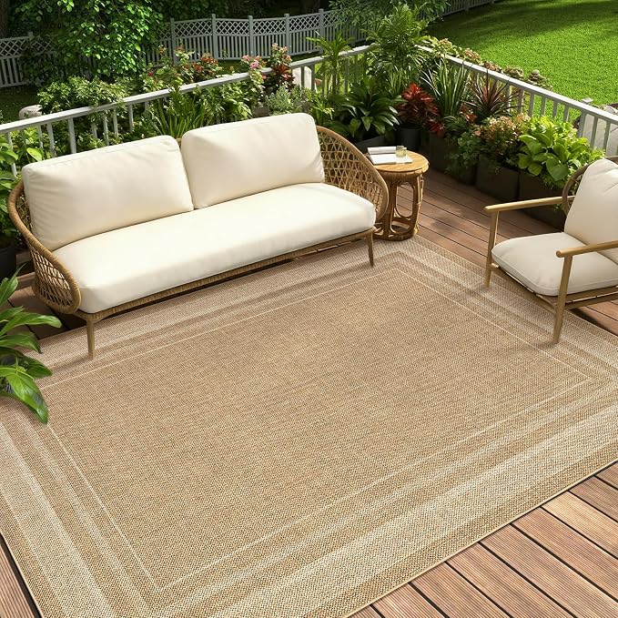 GarveeHome 10x13 Living Room Area Rug Large Easy Jute Bedroom Rugs | Non Slip Modern Solid Color Dining Room Throw Carpet Stain Resistant Neutral Washable Rug for Nursery Home Office Decor, Jute