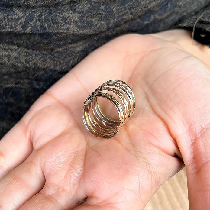 PHNX Two-Tone Stacking Ring for Women | Real Sterling Silver Ring| Hammered Finish Design | Elegant Boho Chic Jewelry | Perfect for Daily Wear, Special Occasions
