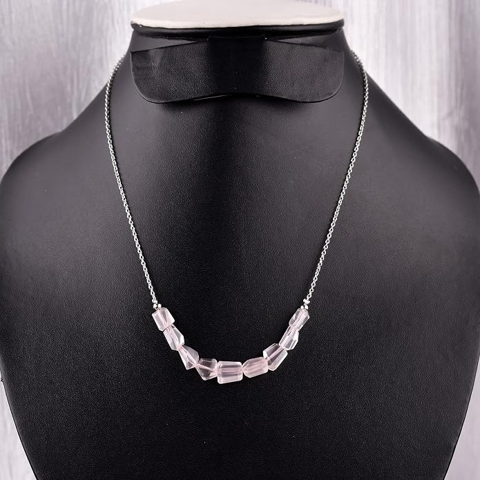 Natural Gemstone Dainty Pendant Necklace for Women Handmade Crystal Jewelry 925 Sterling Silver 18 Inch Chain Healing Chakra Christmas Birthday Gift for Her