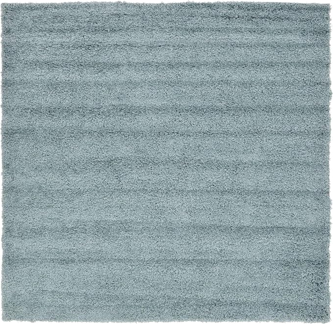 Unique Loom Solid Shag Collection Area Rug (8' Square, Light Slate Blue)