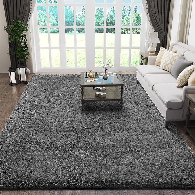 Ophanie Rugs for Living Room, Upgrade Non-Slip Fluffy Soft 5x8 Area Rug, Shag Large Fuzzy Plush Carpets for Bedroom Grey, Shaggy Gray Kids Boys Girls Dorm Nursery Decor with Over 99 pcs Pile fibers