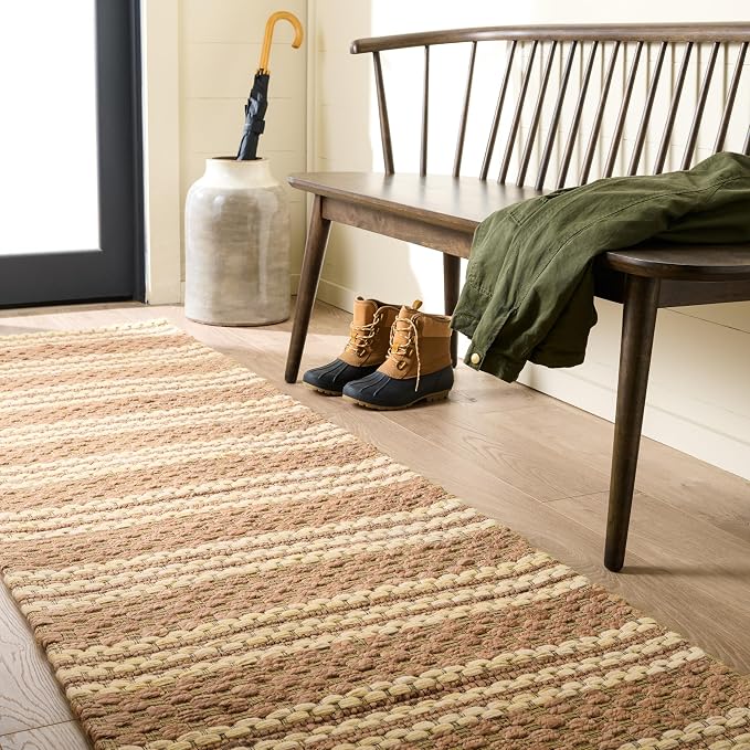 Martha Stewart X SAFAVIEH Collection Runner Rug - 2'3" x 8', Natural & Yellow, Handmade Wool & Jute, Ideal for Hallway, Foyer, Bedroom (MSR9528D)