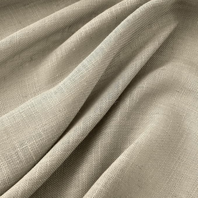 MIULEE Oatmeal Curtains 90 Inch Long 2 Panels for Bedroom Living Room, Soft Thick Textured Natural Window Drapes Light Filtering Back Tab Rod Pocket Burlap Look Decor