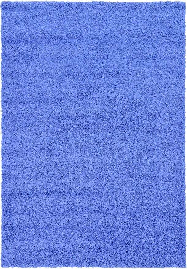 Unique Loom Solid Shag Collection Area Rug (6' 1" x 9' Rectangle, Periwinkle Blue)