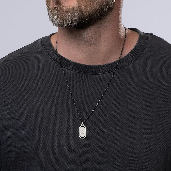 Custom Sterling Silver Men Name Necklace - Up to 6 Inscriptions - Stainless Steel, Gold or Gold Vermeil Plated - Meaningful Father's Day Gift for Him, Husband