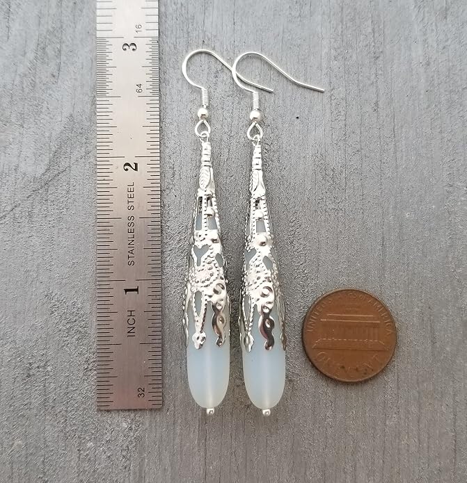 Handmade Sea Glass Earrings, Hawaiian Jewelry for Women, Long Teardrop Earrings Beach Jewelry, Sea Glass Jewelry For Women Birthday Gift For Her