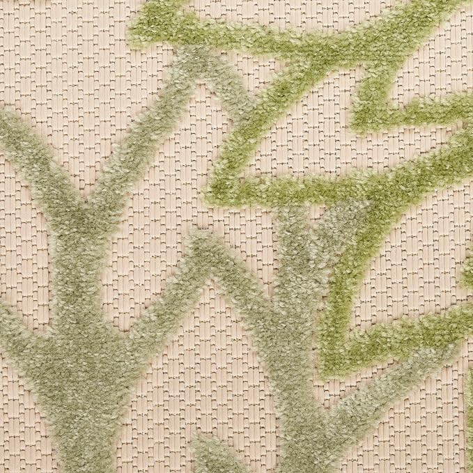 Nourison Home Aloha Indoor-Outdoor Ivory Green 10' x 14' Area Rug, Easy Cleaning, Non Shedding, Bed Room, Living Room, Dining Room, Backyard, Patio, Deck (10x14)