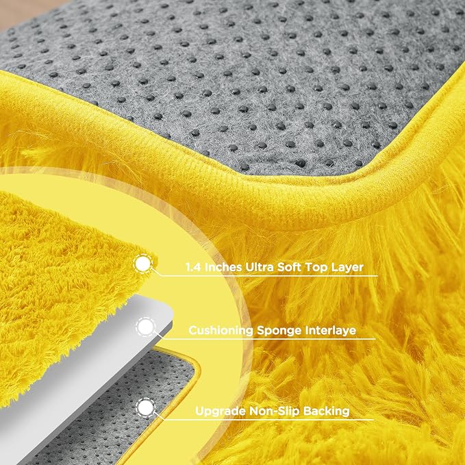 5x7 Yellow Fluffy Shag Area Rugs for Living Room Bedroom Boys Kids | Ultra Soft Comfy, Fuzzy Shaggy Plush Carpet for Nursery Girls Teen Dorm, Modern Indoor Home Decor, Upgrade Non-Slip