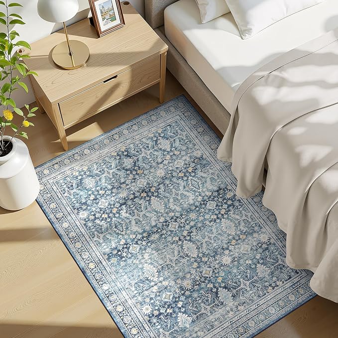 Lofus 3x5 Area Rug for Entryway,Blue Non Slip Area Rugs for Kitchen, Washablee Soft Rugs for Bedroom, Living Room, Tool Room Nursery Kids Room Decor