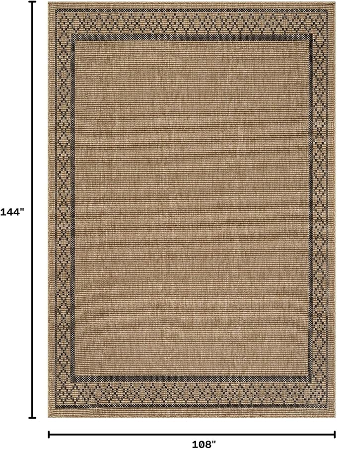 Luul Home Easy Jute Rugs 9x12 Frame Natural Color Living Room Indoor Outdoor Area Rug for Patio and Kitchen Rug High Traffic Washable Easy to Clean Solid Boho Woven Design Carpet (9 x 12)