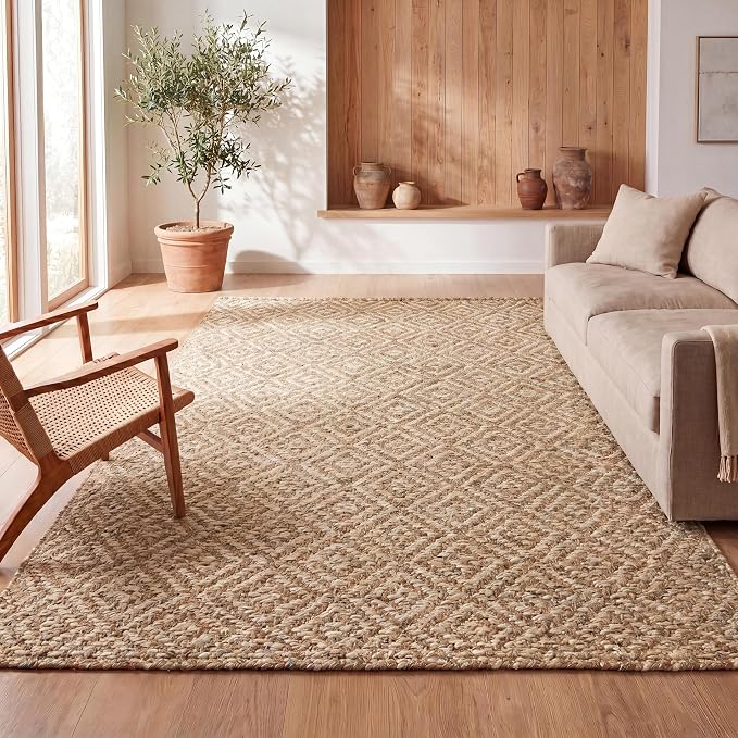 JONATHAN Y Hira Hand Woven Diamond Chunky Jute Natural Indoor Area Rug, 4x6, Bohemian, Transitional, Easy-Cleaning for Living Room, Bedroom, Kitchen, Pet Friendly, Non-Shedding (NFR100A-4)