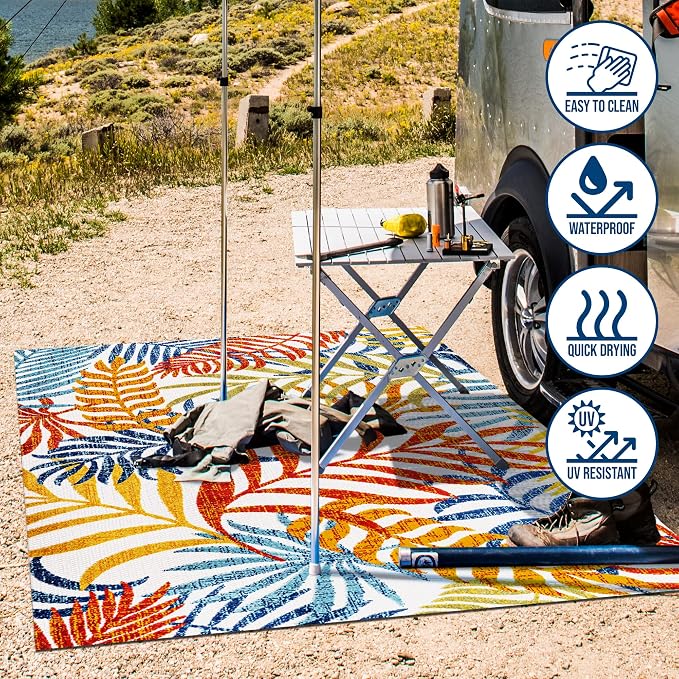 JONATHAN Y Tropics Palm Leaves Indoor Outdoor Area Rug 3X5 Cream/Orange | Ships Rolled, Durable Flat Weave, Lays Flat for Backyard, Patio, Porch, Easy-Cleaning, High Traffic,Pet-Friendly,Non-Shedding