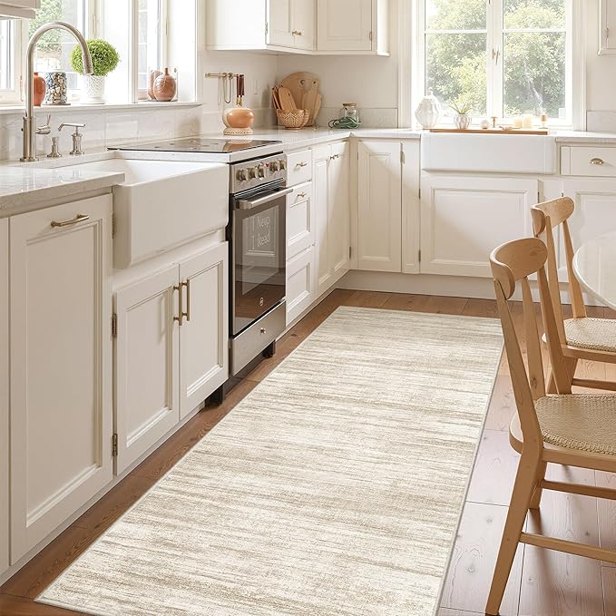 3x8 Runner Rug Non Slip,Washable Hallway Runner Rug,Brown | Neutral Rugs for Kitchen,Entryway,Bedroom,Bathroom,Nursery Room,Thin,Soft Runner Rug,Stain Resistant Indoor Carpet